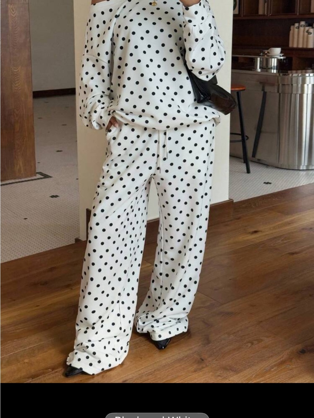 SHEIN White Polka Dot Wide-Leg Lounge Pants